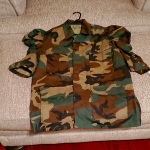 3/4 sleeve camouflage women's jacket with puff sleeves